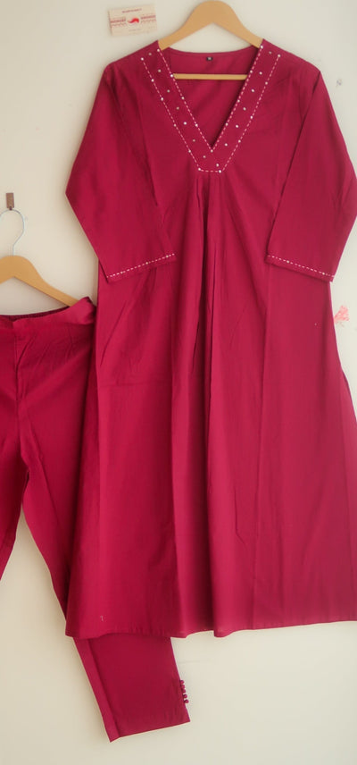 Rich Rosewood Office/ Regular Wear Suit Set - Blend of Fun