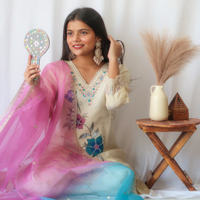 Pearl Zari Princess Cut Suit Set (Slim fit) - SALE