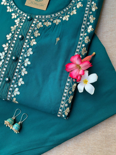 "Simran" hand embroidered Silk Kurta Set(2pc)