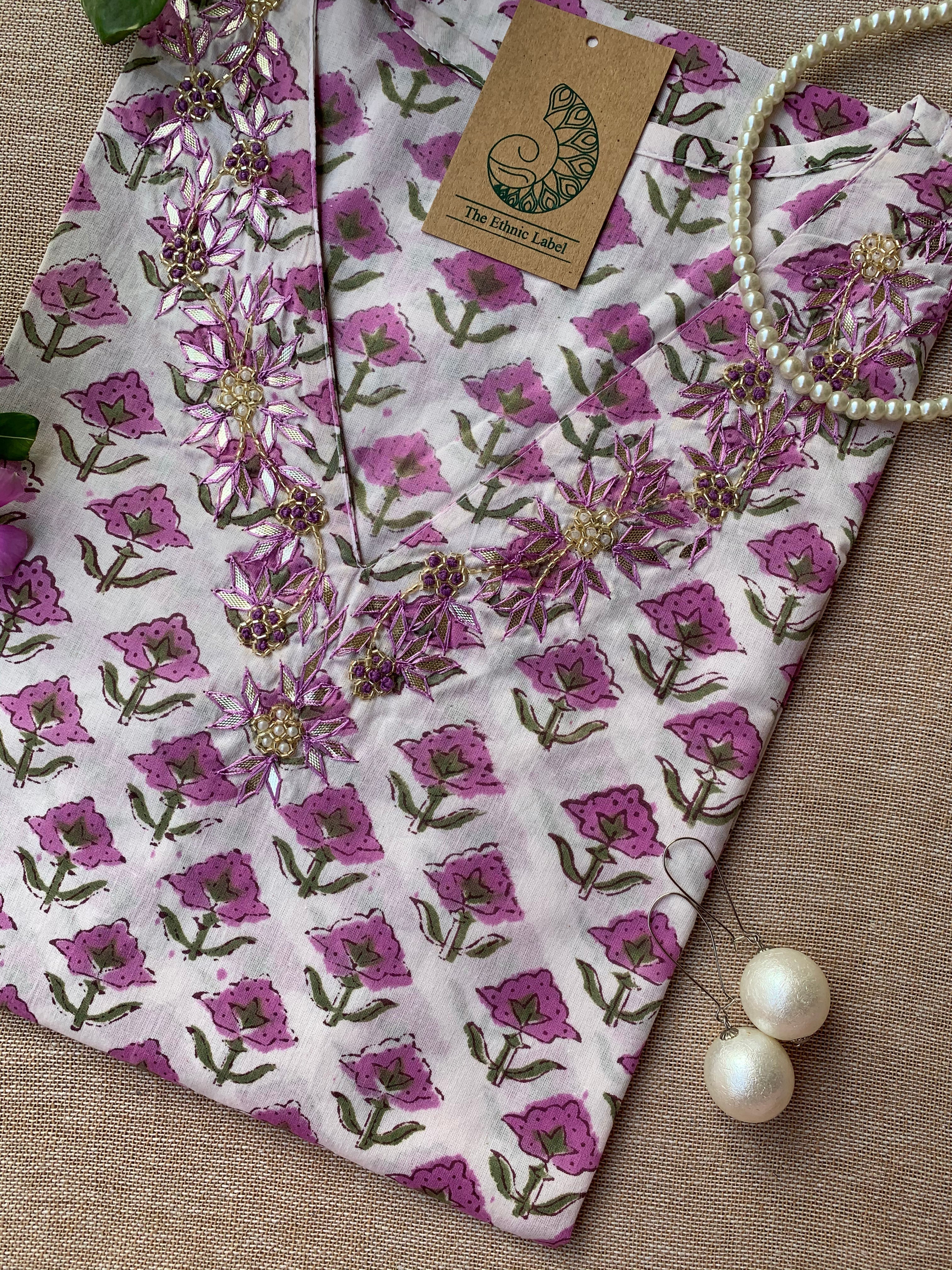 "Anmol" Hand Work Embellished Cotton kurta