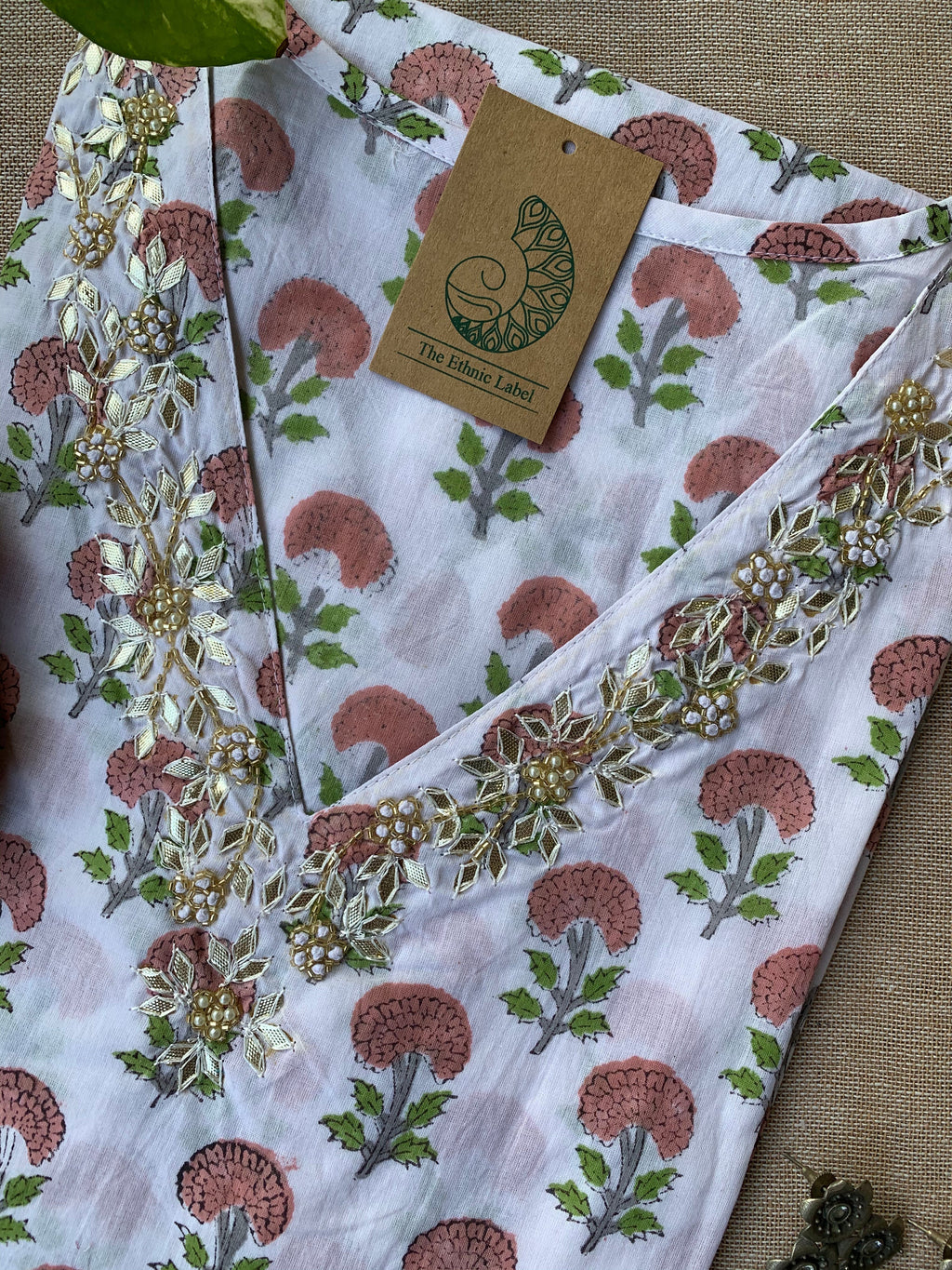 "Aana" Hand Work Embellished Cotton kurta