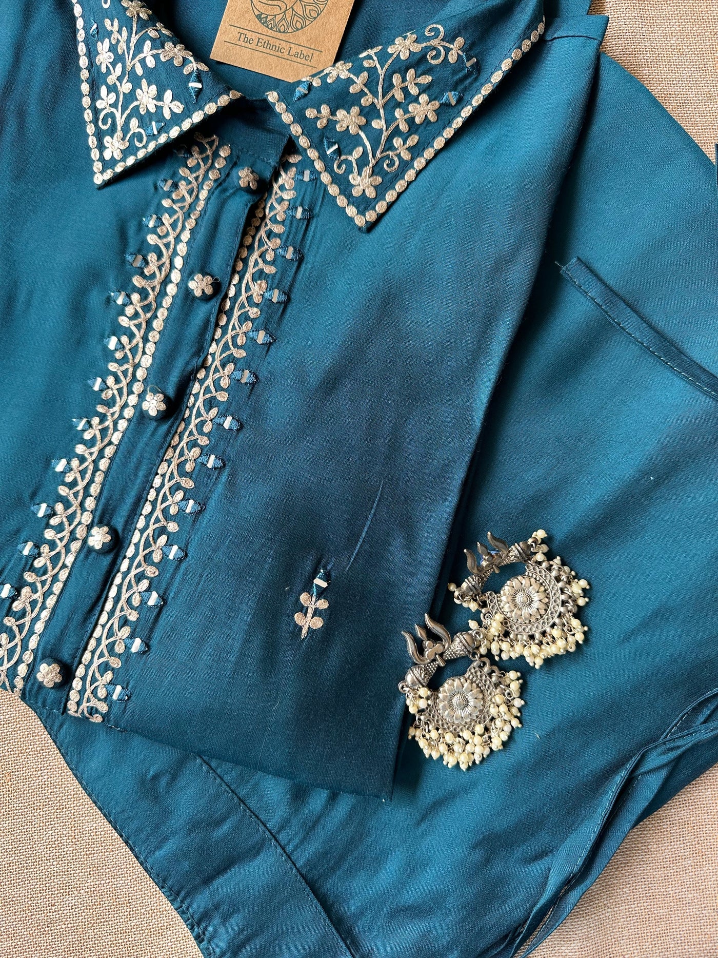 "Tara" Blue Handcrafted Co-ord Set(2 pc)