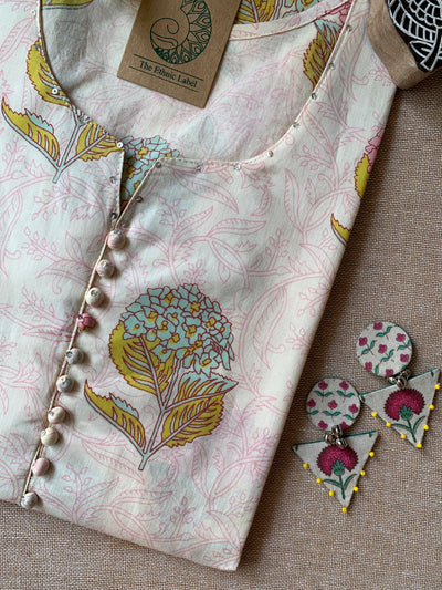 "Ojaswi" Hand Block Printed Floral Cotton kurta