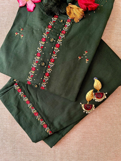 "Utsaah" Hand Embrpidered Cotton Kurta Set(2pc)