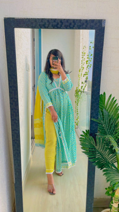 Sea Green Soft Cotton Suit