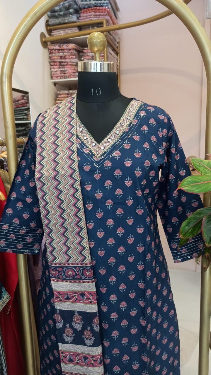 "Shivika" Cotton Kurta Set(3pc)
